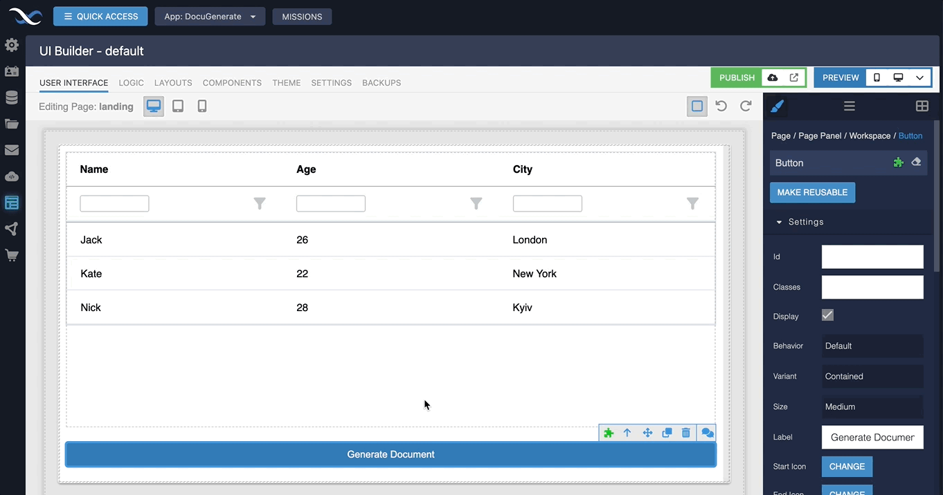 Generating a document from Backendless by using the DocuGenerate API Service