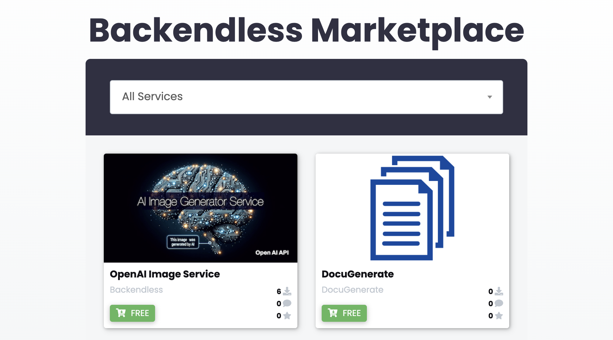 DocuGenerate in the Backendless Marketplace