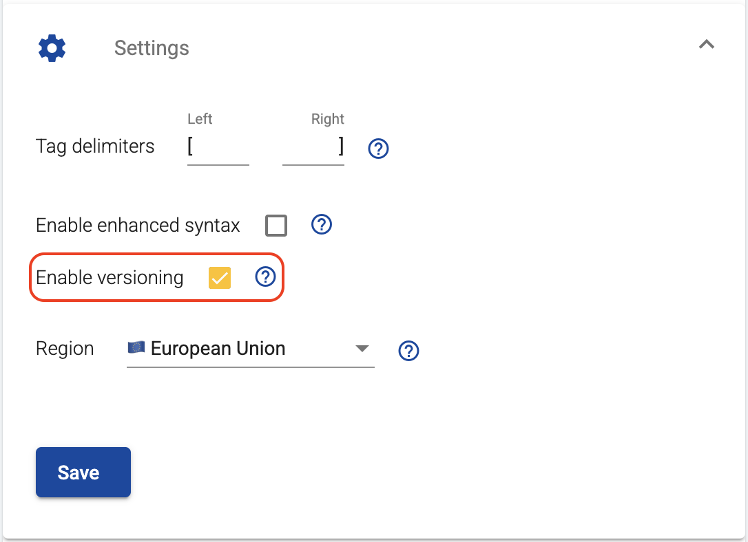 Enable version history